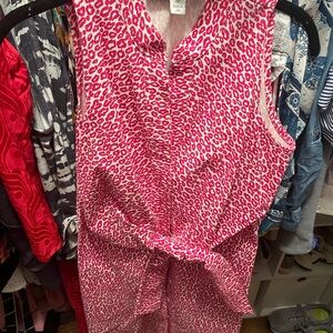 Sara Campbell Pink Leopard Print Midi Dress